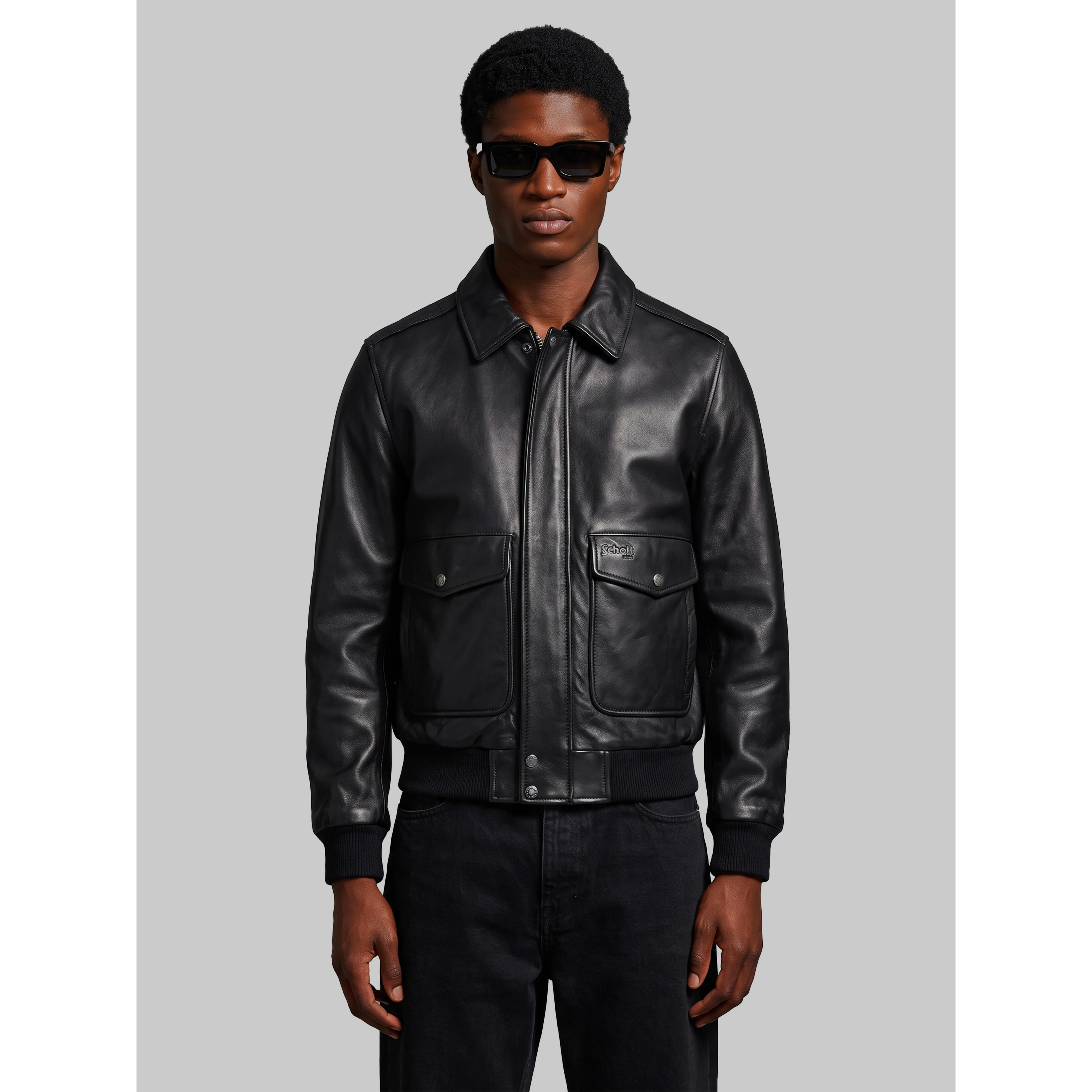 Black aviator bomber