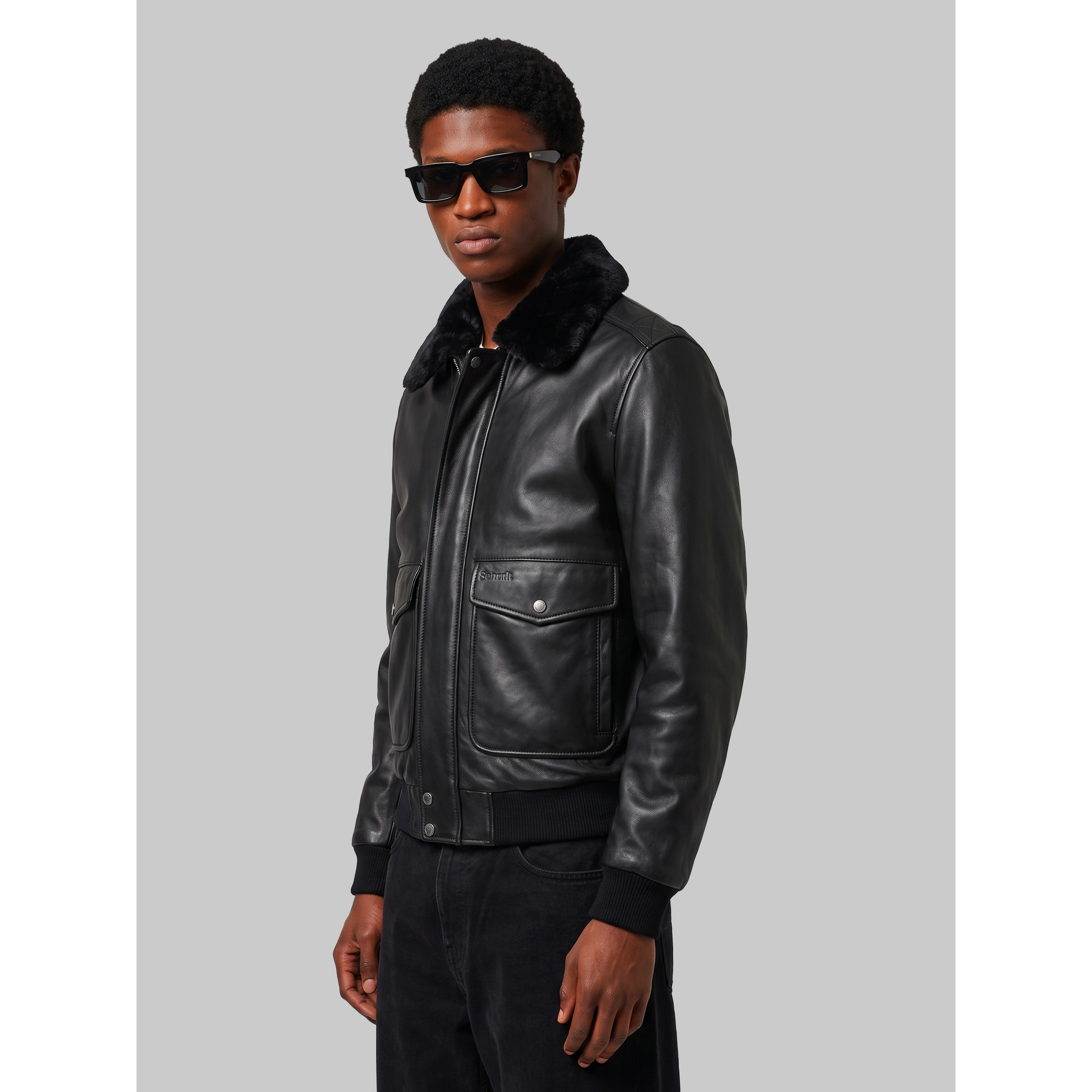 Black aviator bomber