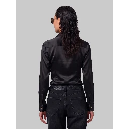 Black stretch silk shirt