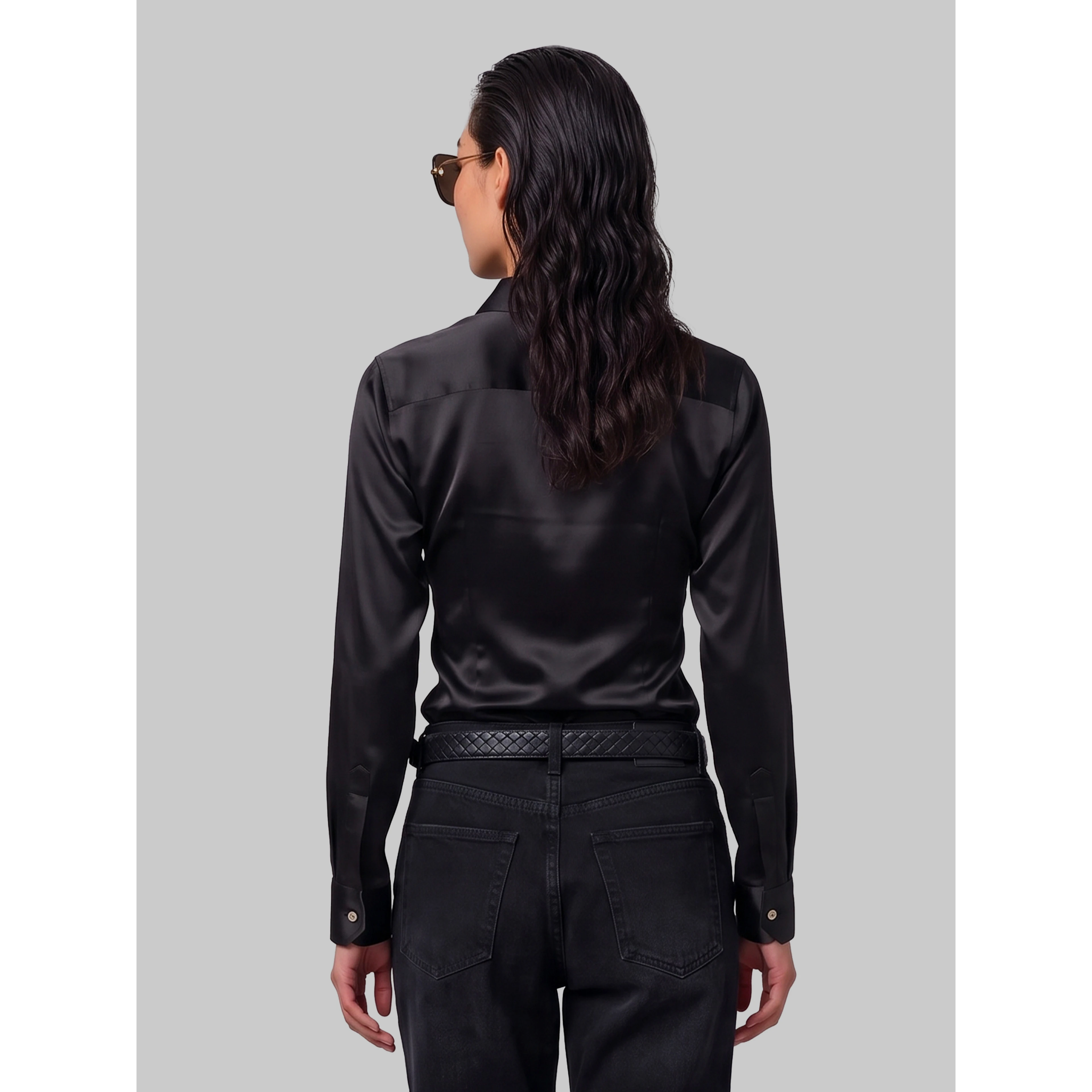 Black stretch silk shirt