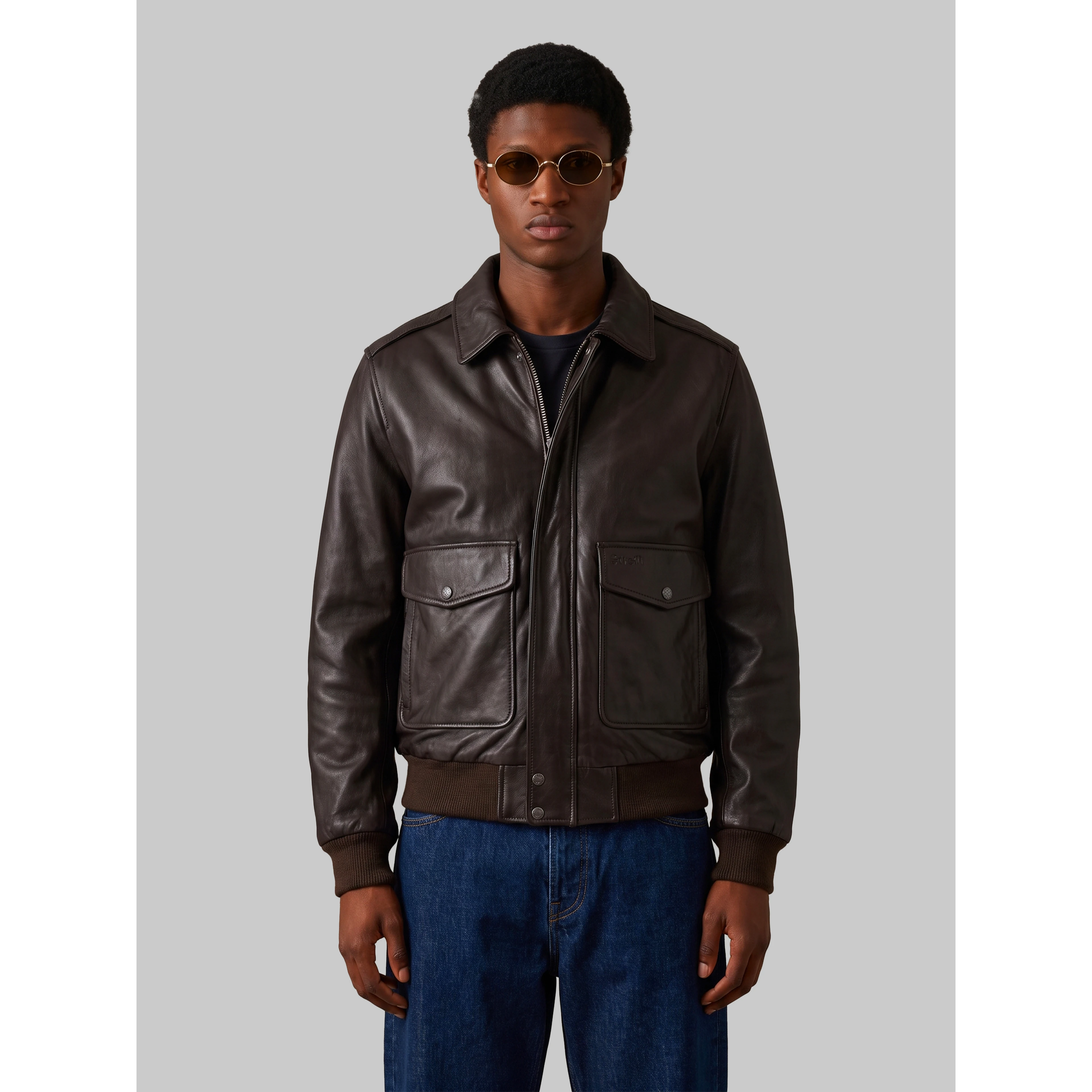 Dark brown aviator bomber