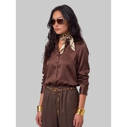 Brown stretch silk shirt