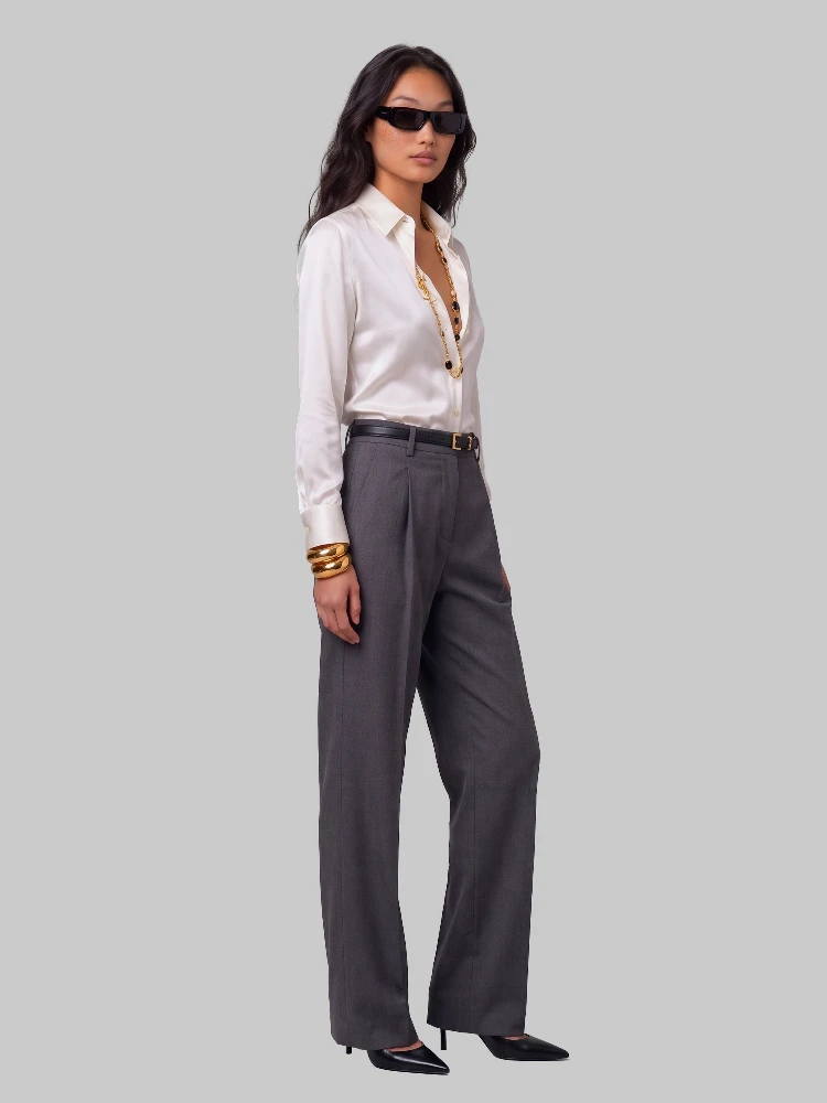 White stretch silk shirt alternative