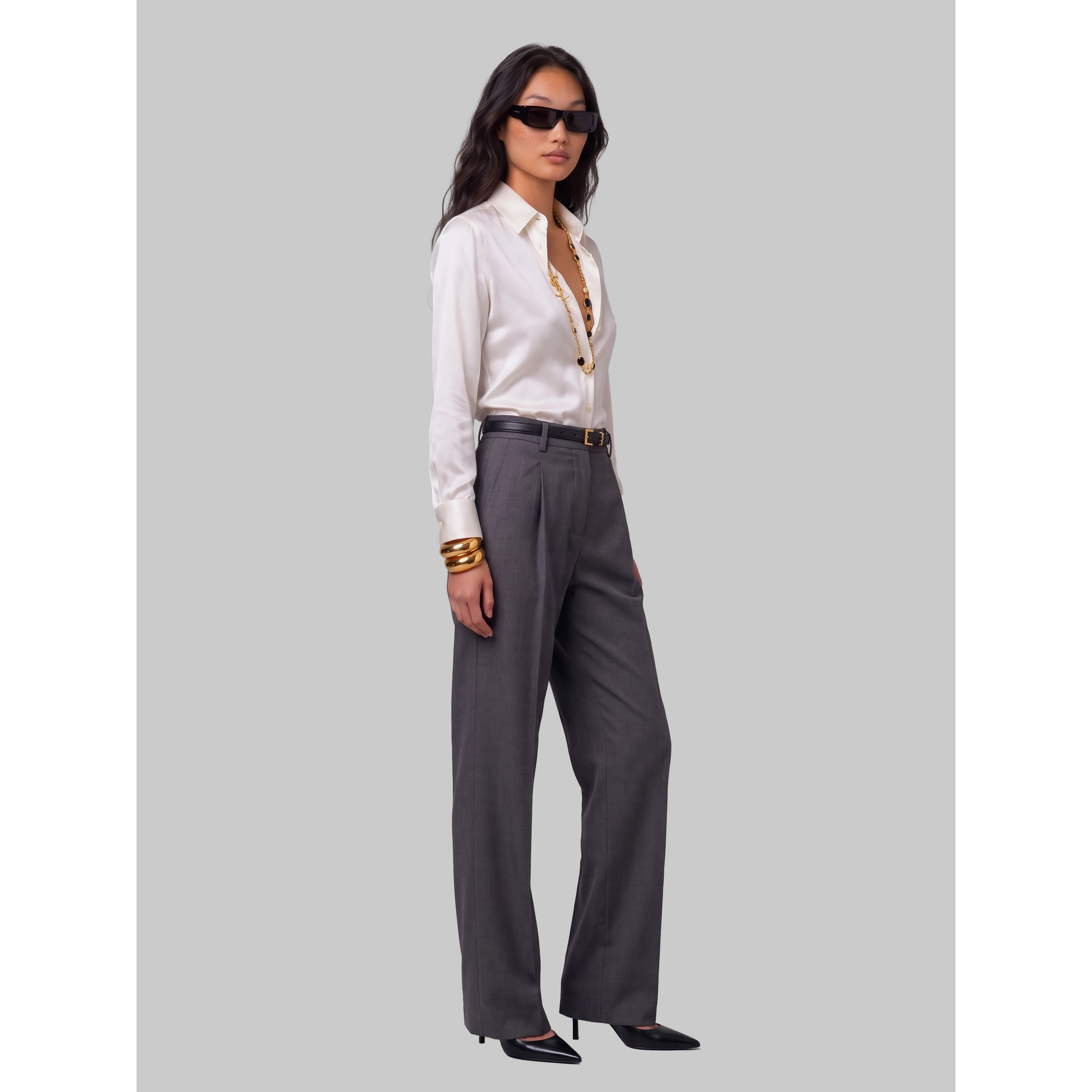 White stretch silk shirt