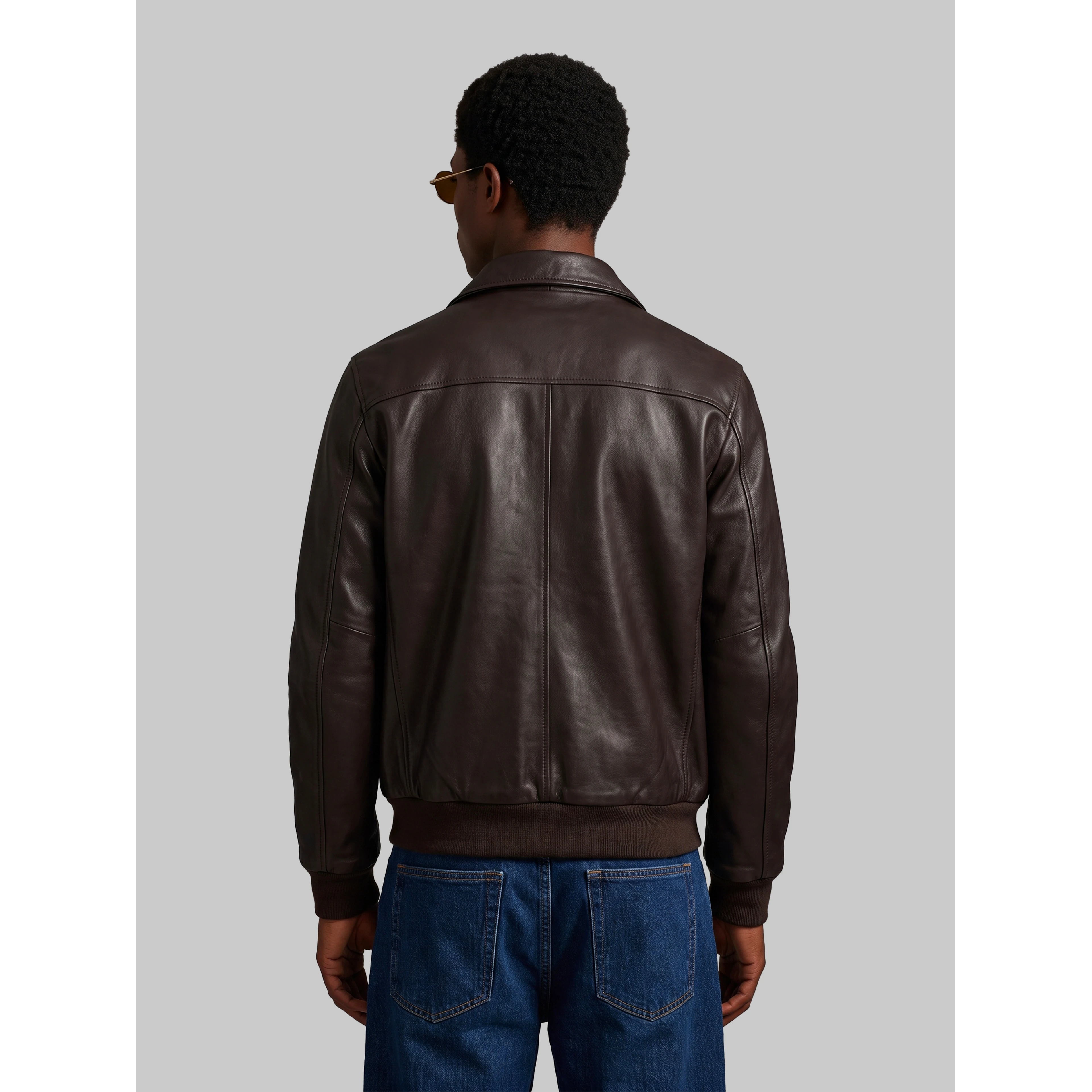 Dark brown aviator bomber