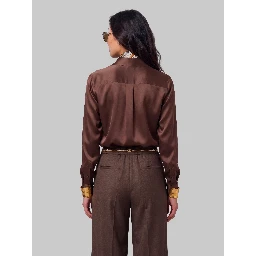 Brown stretch silk shirt