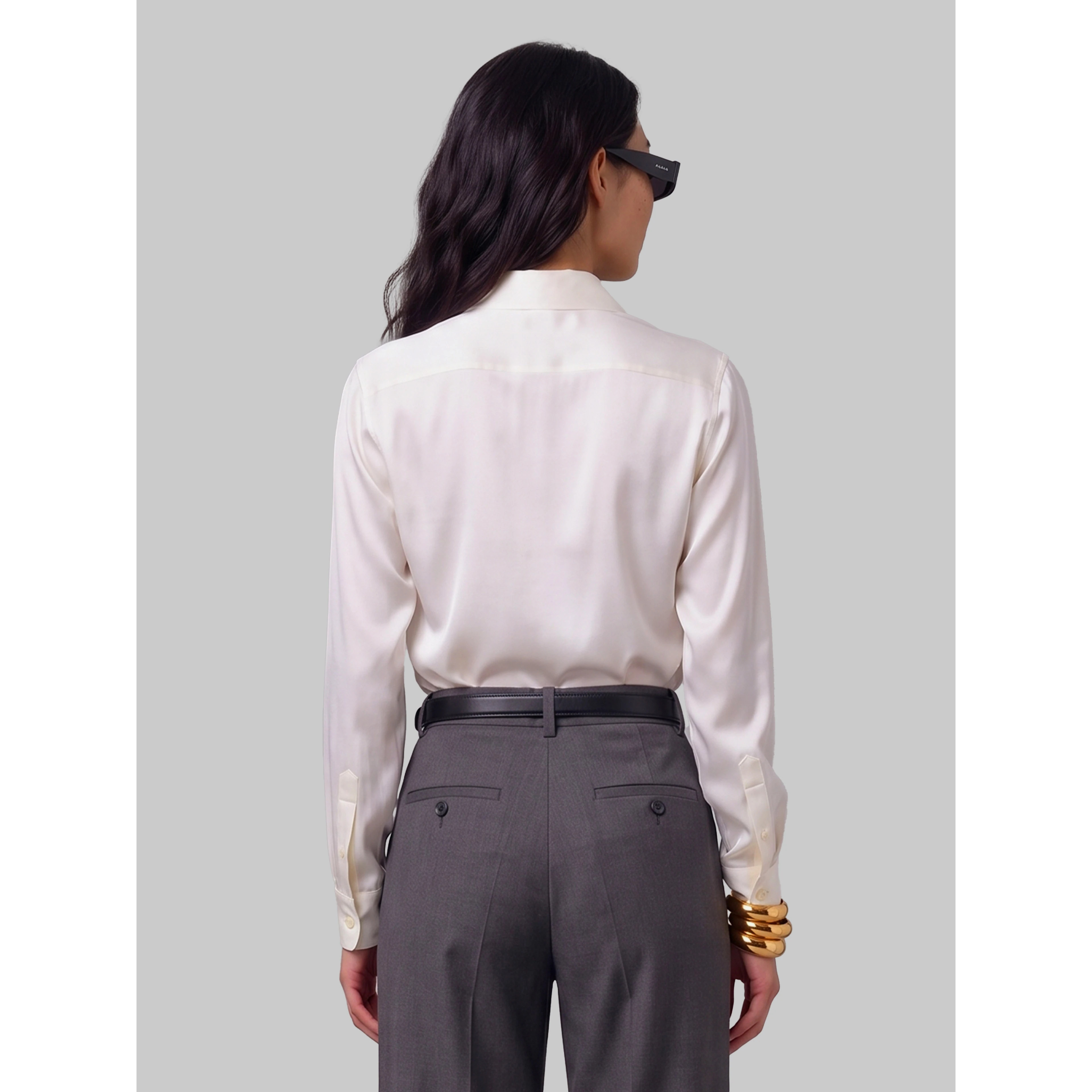 White stretch silk shirt