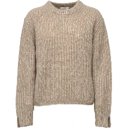 Maglia Girocollo A Costine In Cashmere, Seta