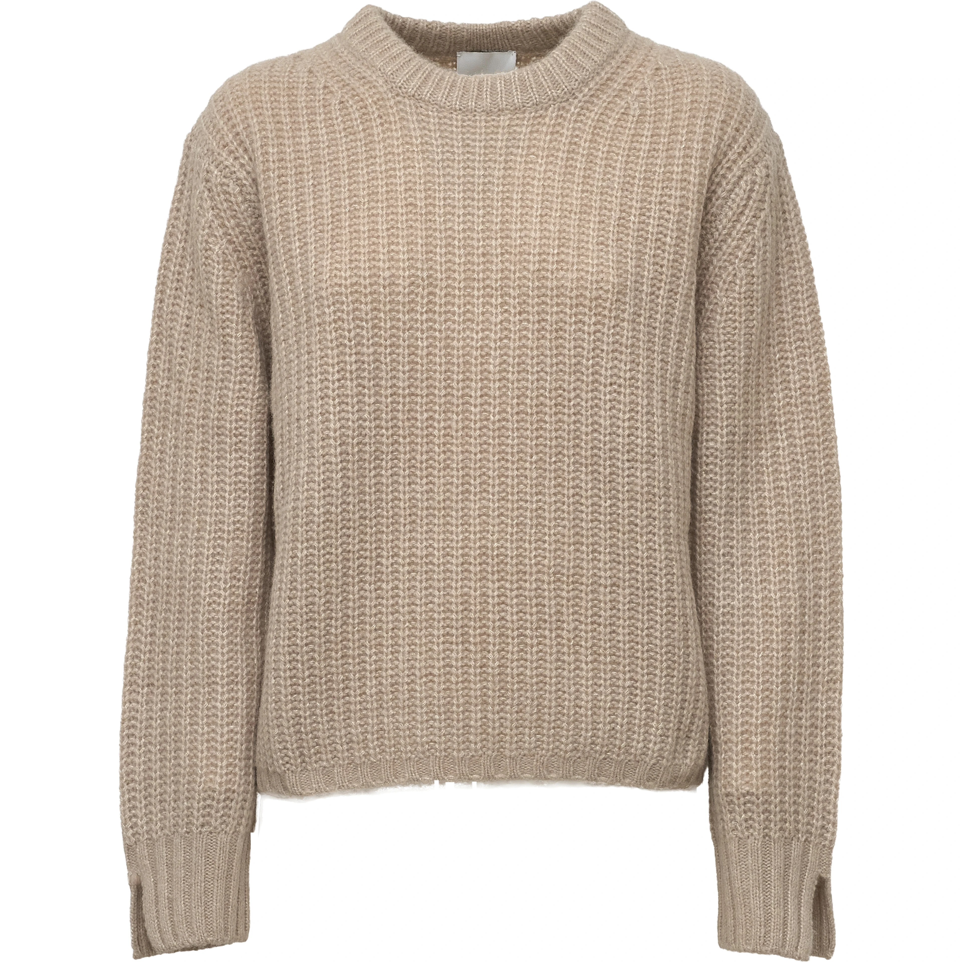 Maglia Girocollo A Costine In Cashmere, Seta