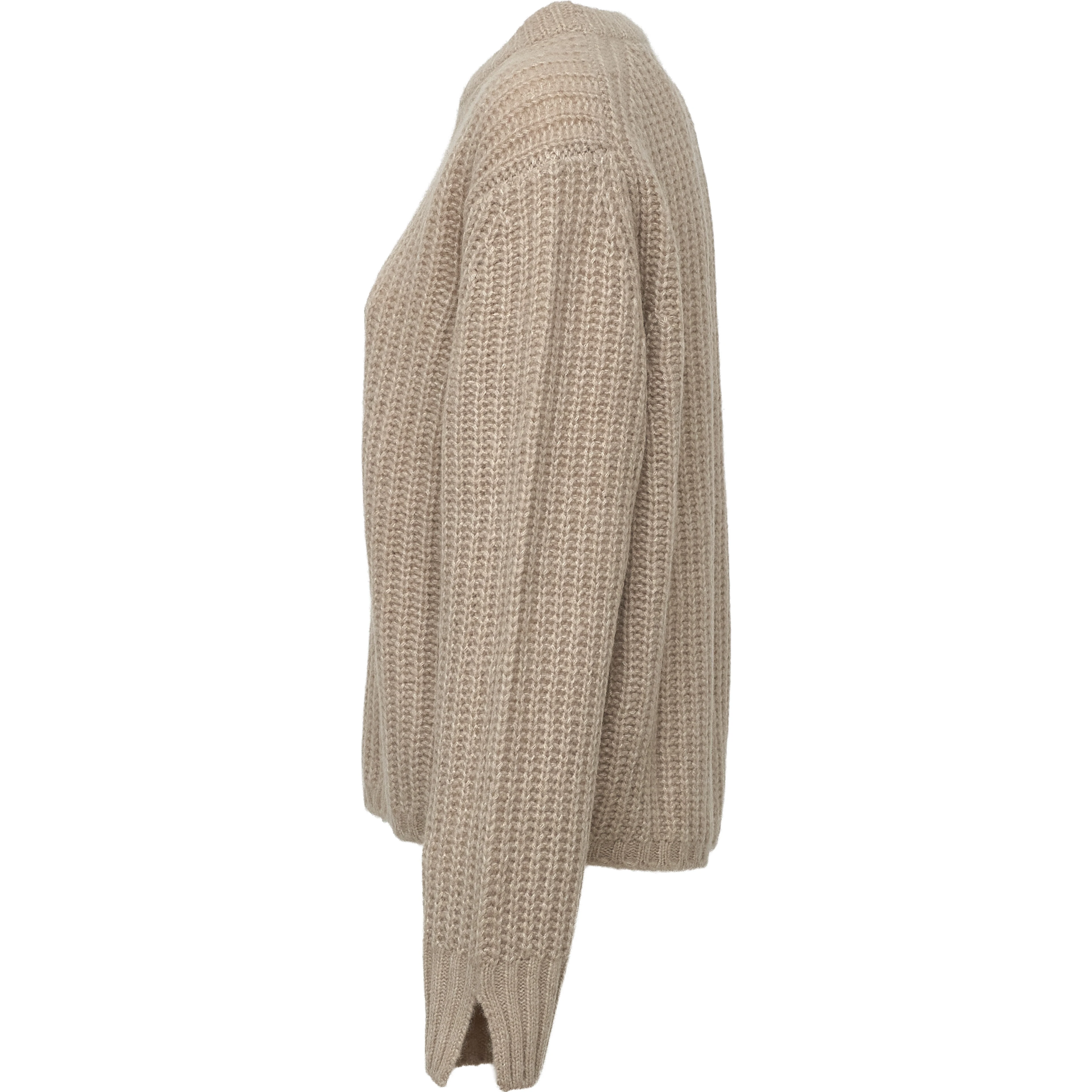 Maglia Girocollo A Costine In Cashmere, Seta