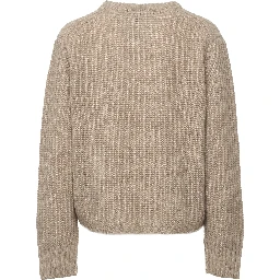 Maglia Girocollo A Costine In Cashmere, Seta
