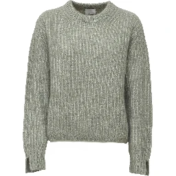 Maglia Girocollo A Costine In Cashmere, Seta