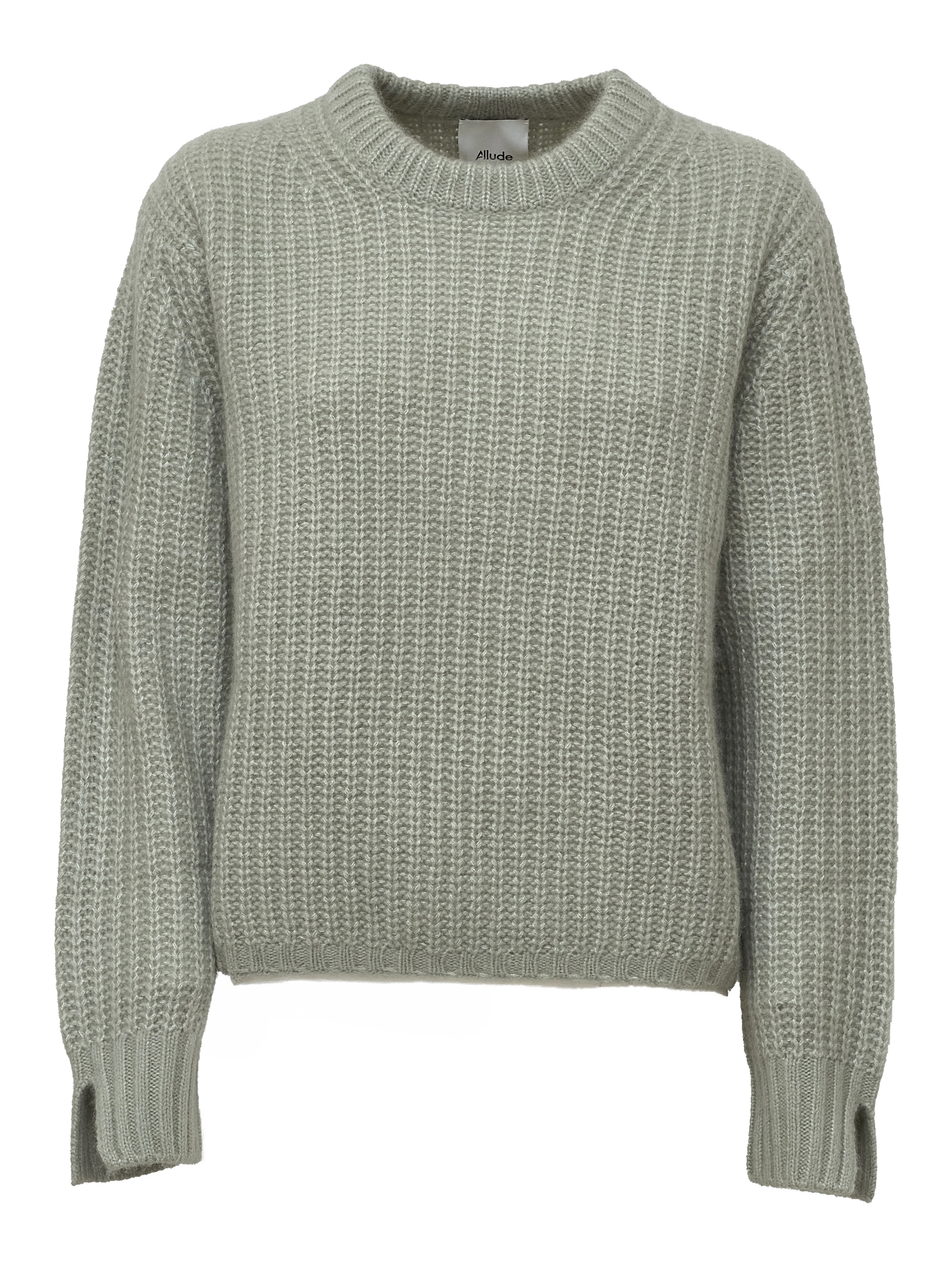 Maglia Girocollo A Costine In Cashmere, Seta