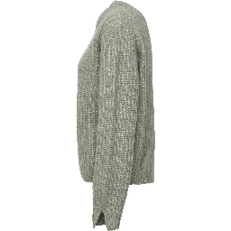 Maglia Girocollo A Costine In Cashmere, Seta