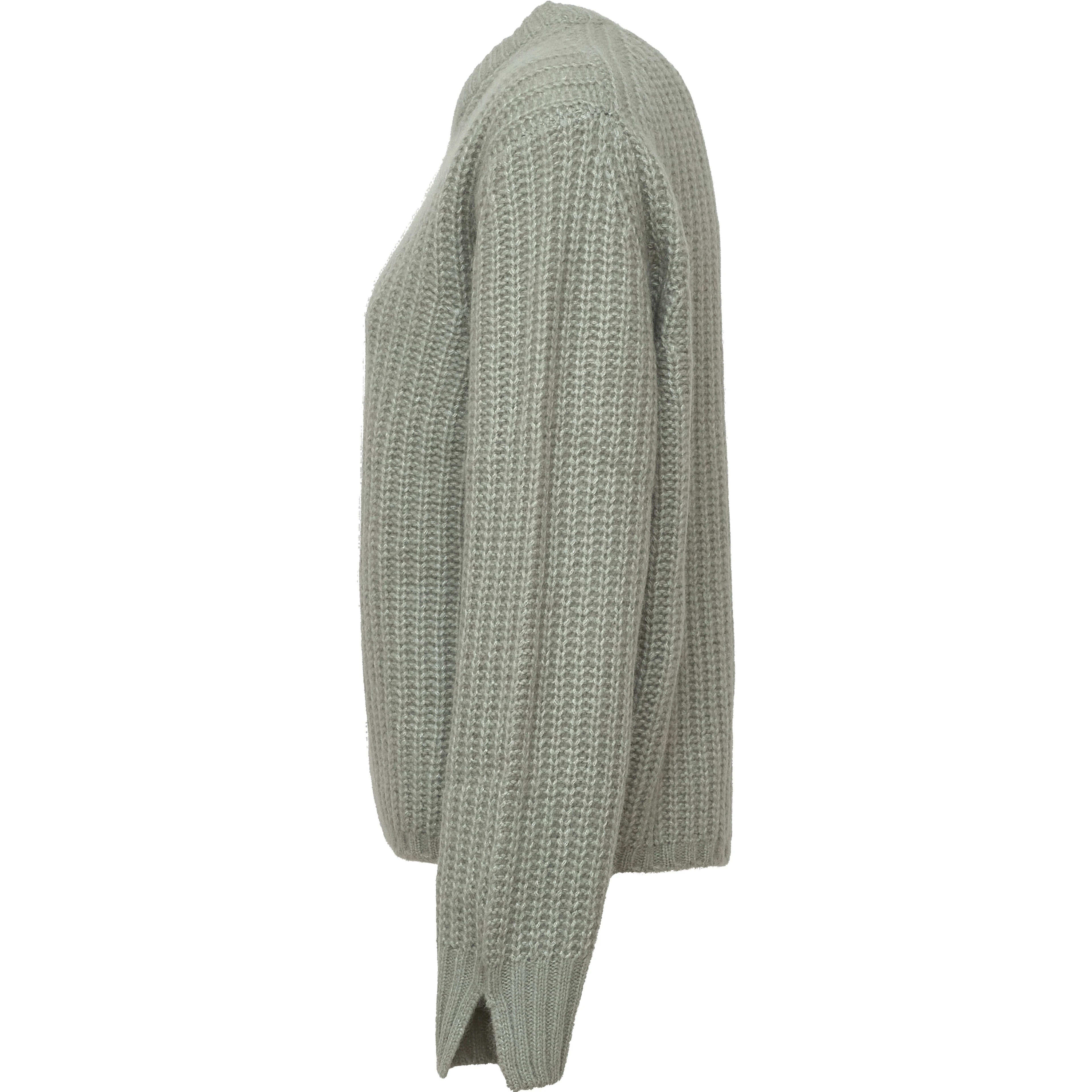 Maglia Girocollo A Costine In Cashmere, Seta