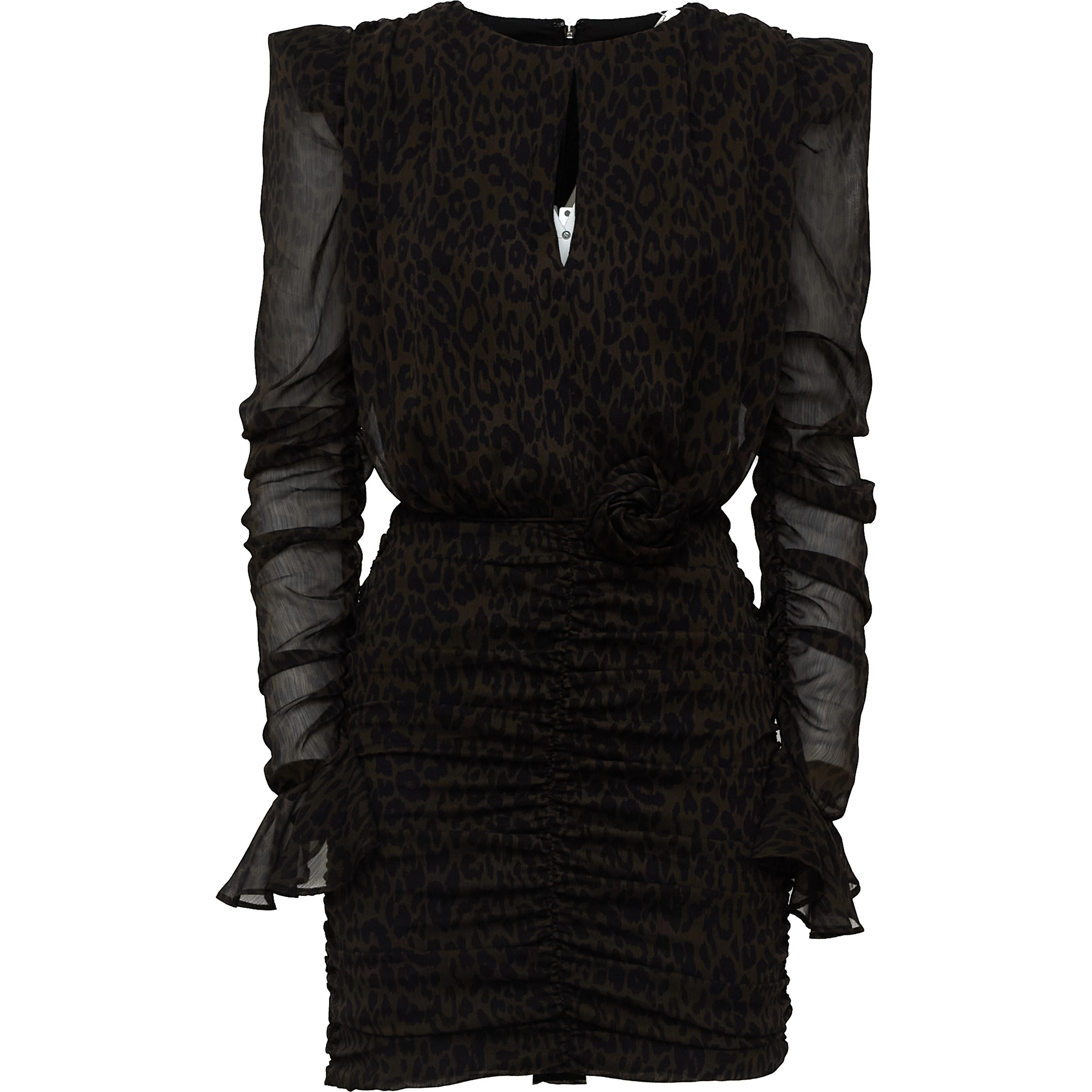 Torenia Ruched Flower Mini Dress