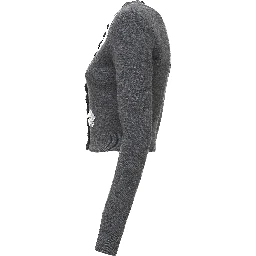 Grey Lace Flower Knit Cardigan