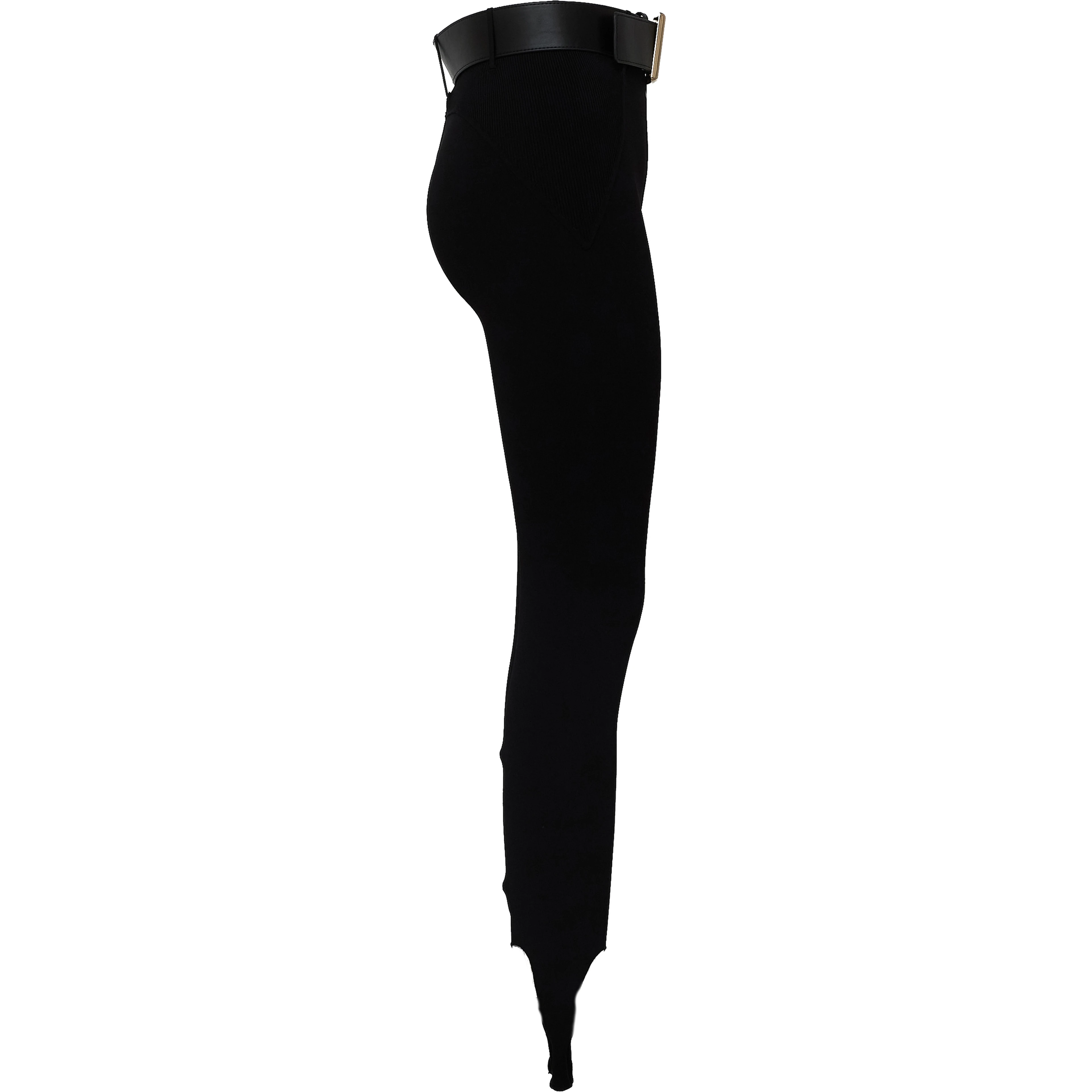 Black Knit Stirrup Leggings