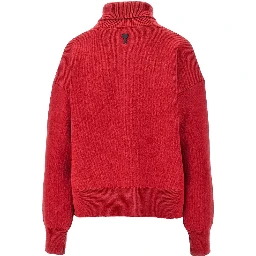 Buttoned high-neck wool sweater