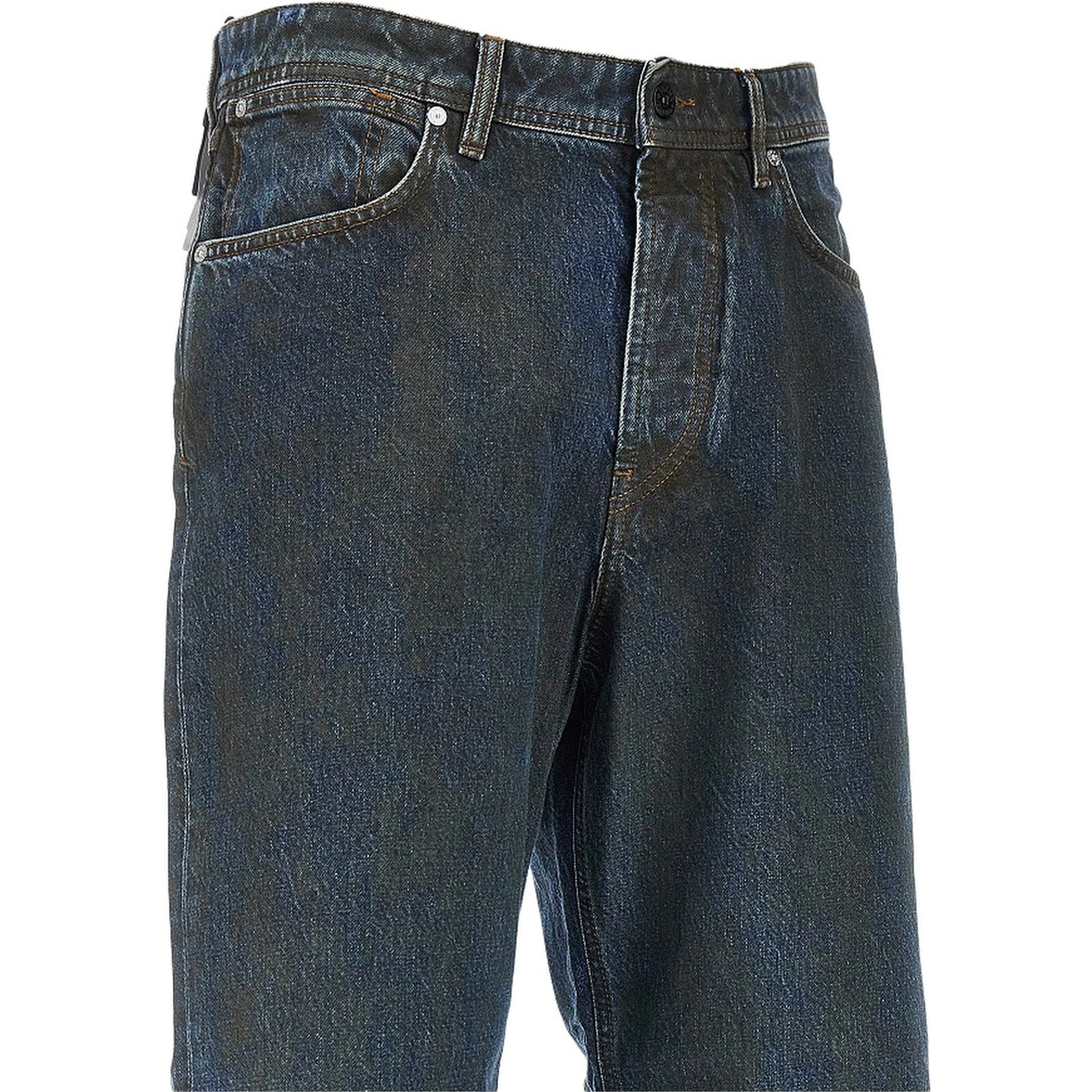 Loose fit Laser Pigment Indigo denim jeans
