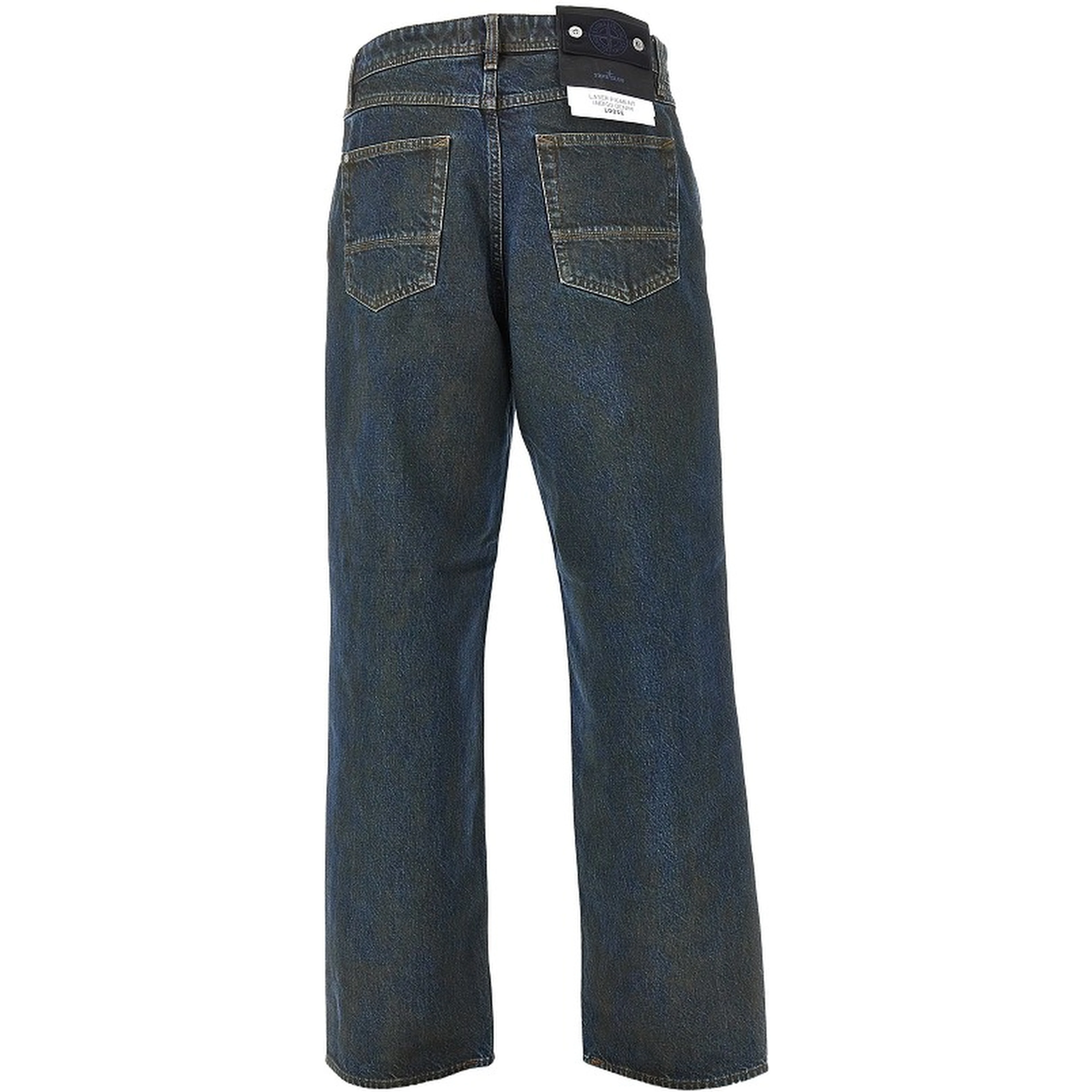 Loose fit Laser Pigment Indigo denim jeans