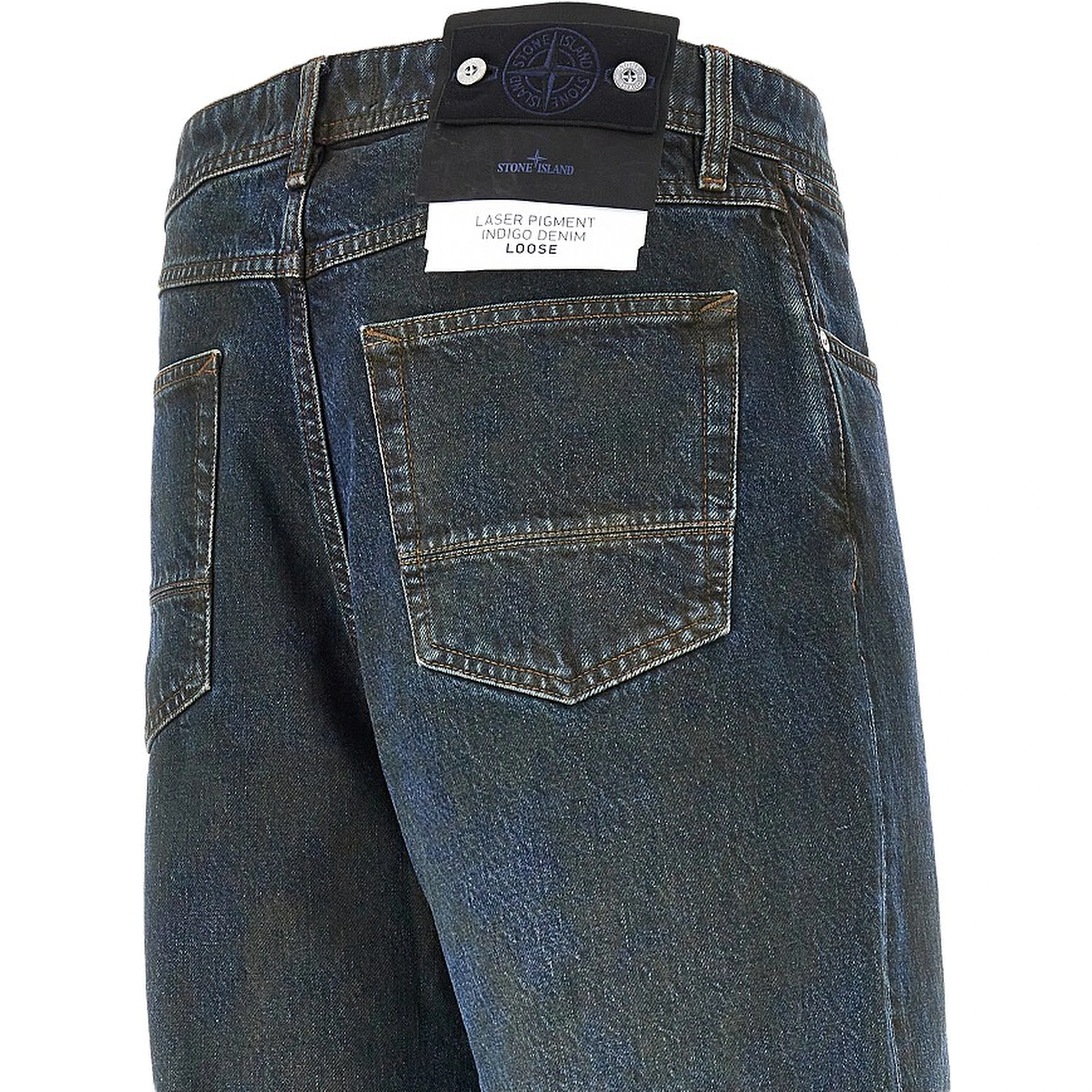 Loose fit Laser Pigment Indigo denim jeans