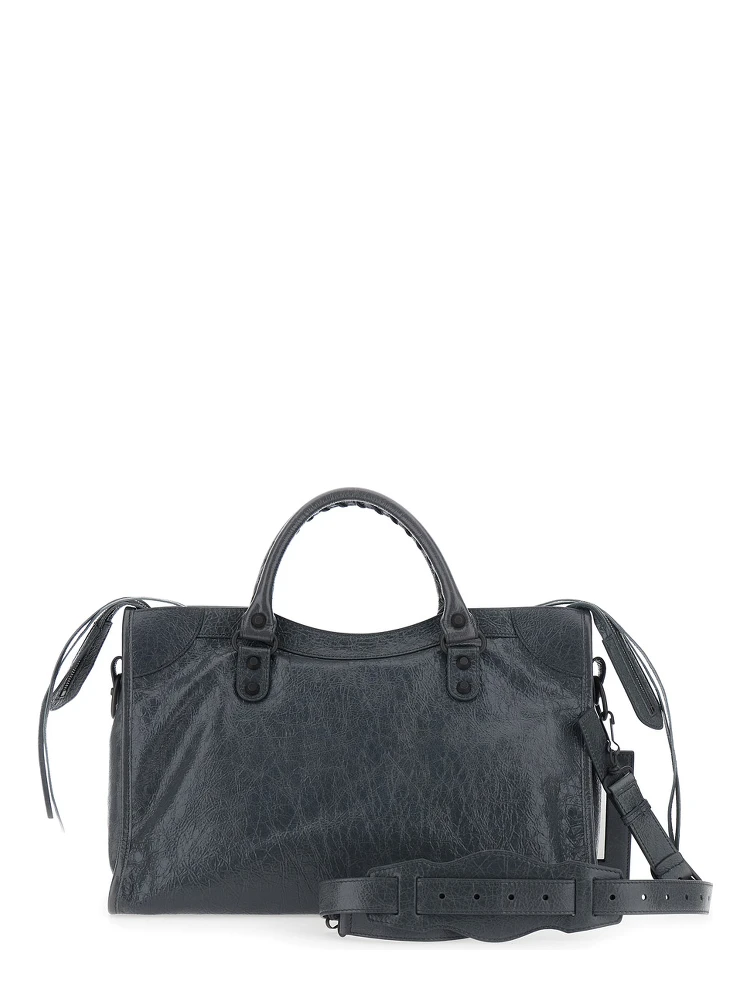 Le City Bag Gray Medium Handbag with Adjustable and Removable Shoulder Strap in Leather for Women alternative