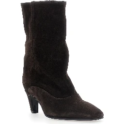 Amber Brown ankle boots with pointed design in suede for women