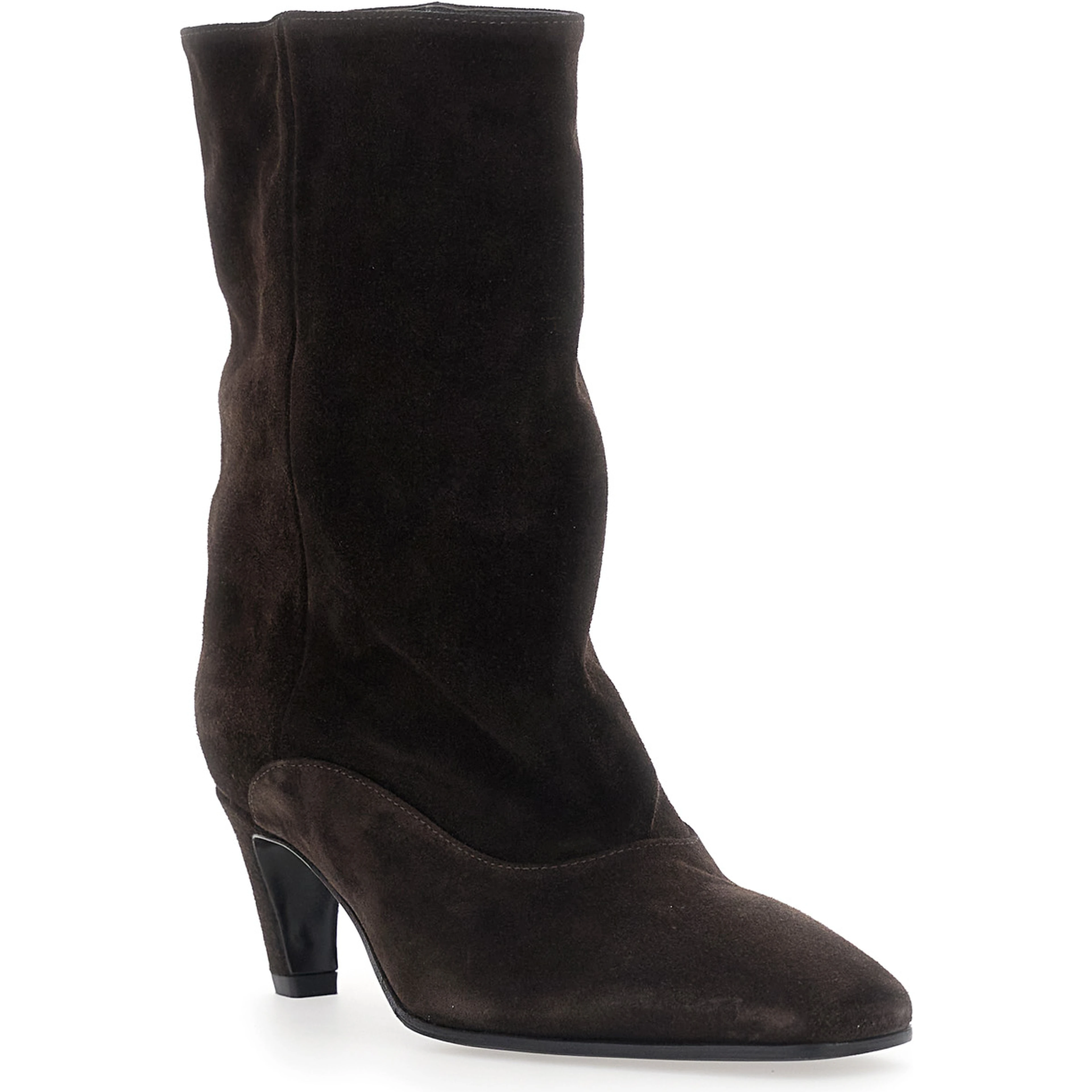 Amber Brown ankle boots with pointed design in suede for women