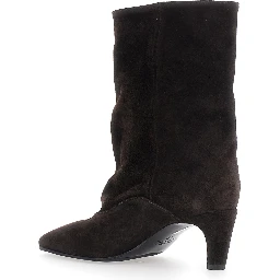 Amber Brown ankle boots with pointed design in suede for women