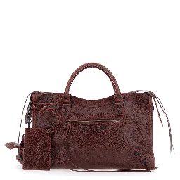 Le City Bordeaux Medium Handbag with Adjustable and Removable Strap in Leather for Women