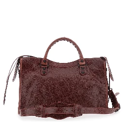 Le City Bordeaux Medium Handbag with Adjustable and Removable Strap in Leather for Women