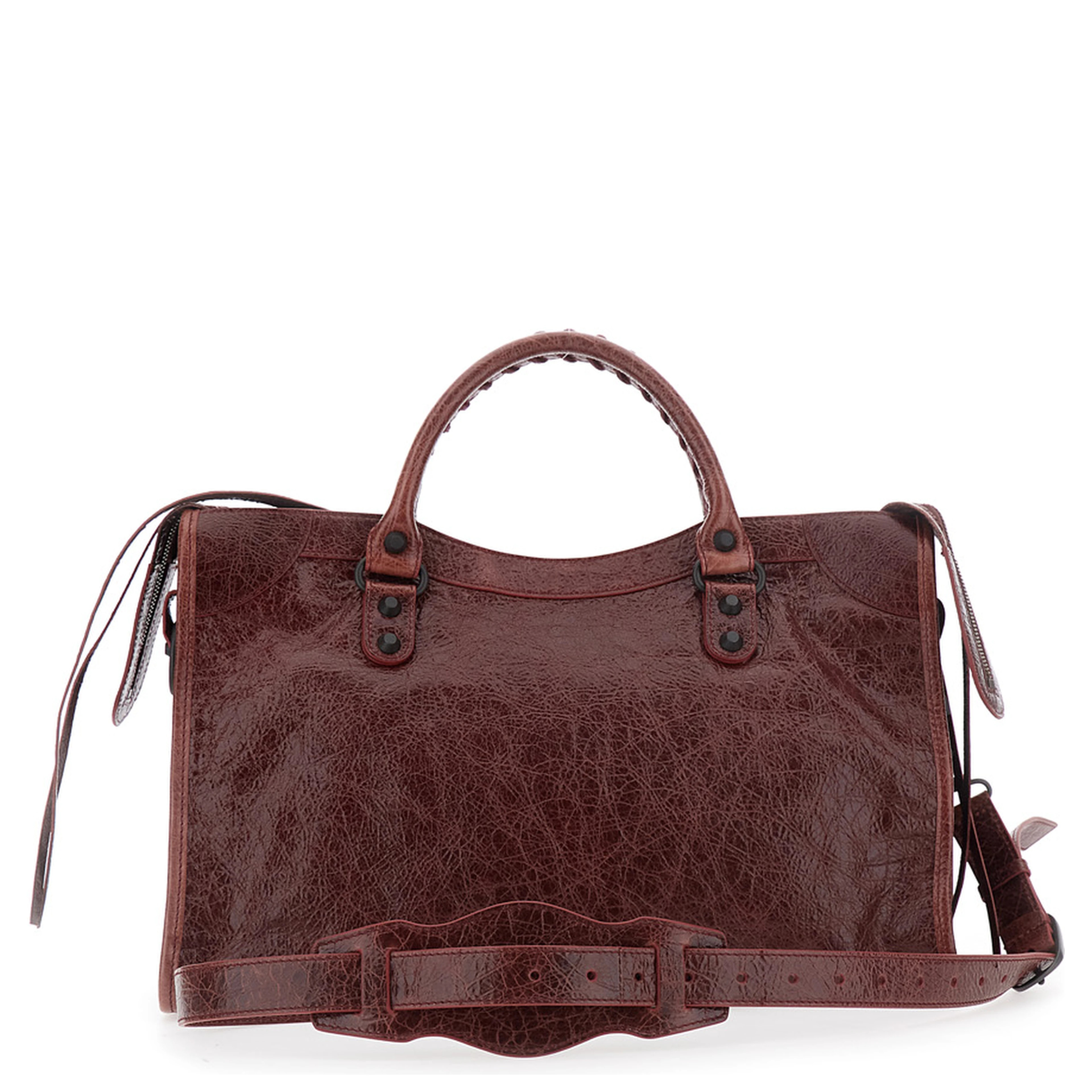 Le City Bordeaux Medium Handbag with Adjustable and Removable Strap in Leather for Women