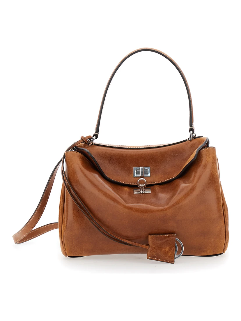 Rodeo Brown Shoulder bag with Adjustable and Removable Strap in Leather for Women
