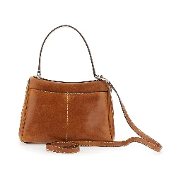 Rodeo Brown Shoulder bag with Adjustable and Removable Strap in Leather for Women