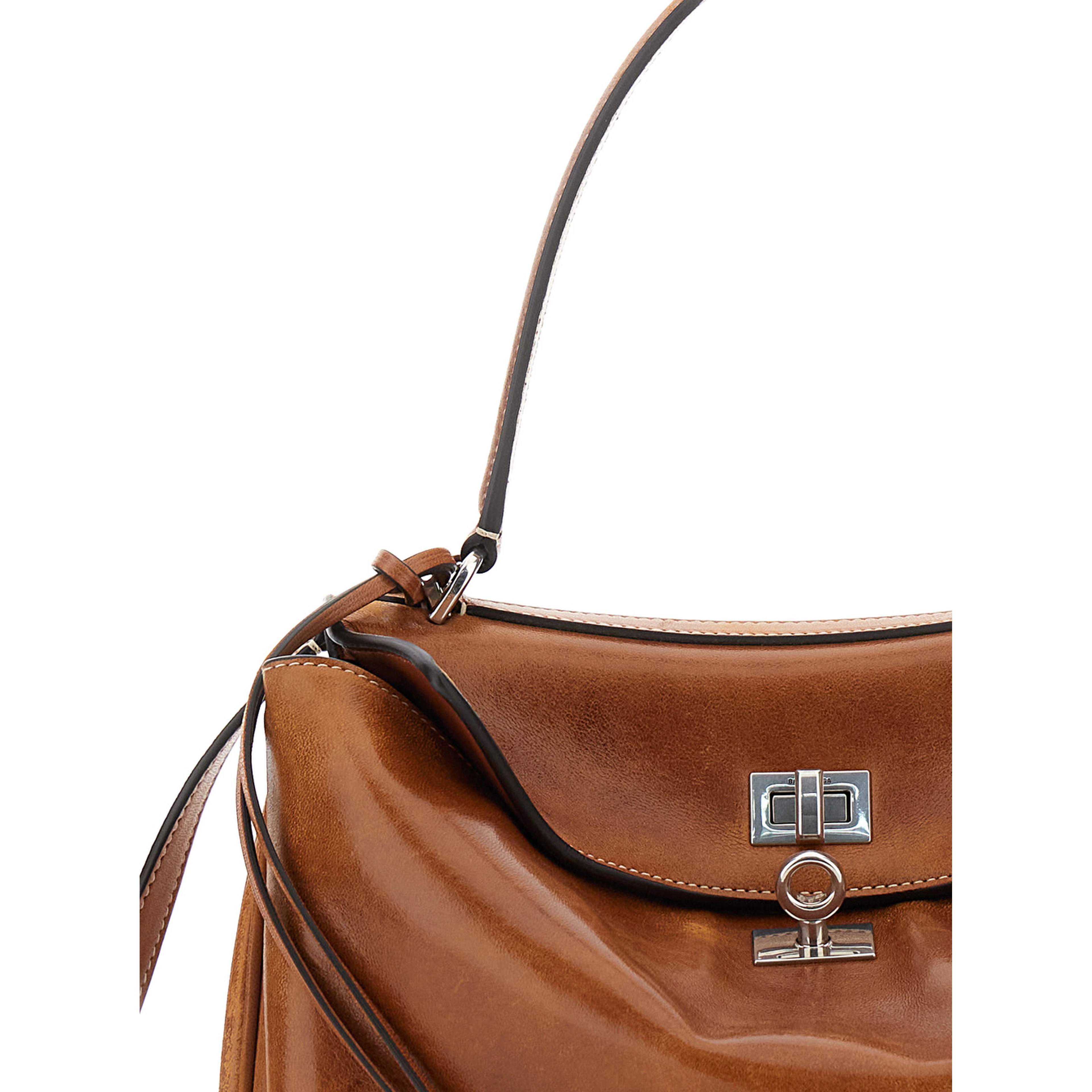 Rodeo Brown Shoulder bag with Adjustable and Removable Strap in Leather for Women