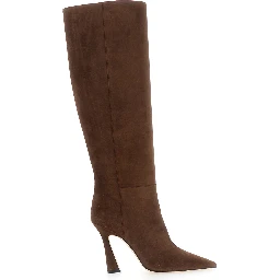 Vinnie Brown knee-high boots with high heel and pointed design leather for women