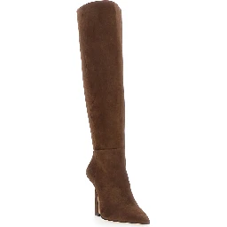 Vinnie Brown knee-high boots with high heel and pointed design leather for women