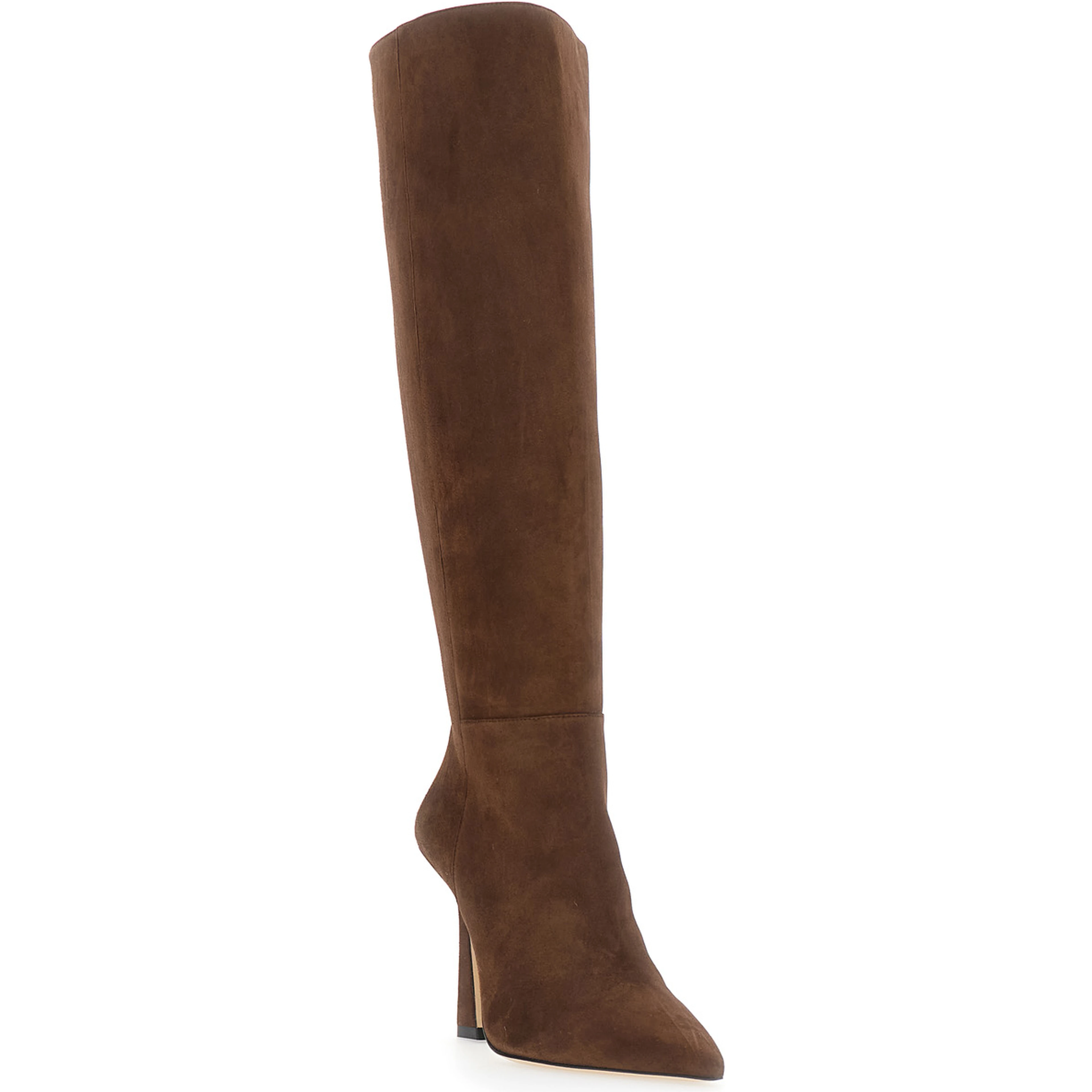 Vinnie Brown knee-high boots with high heel and pointed design leather for women