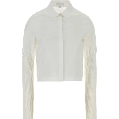 RIB SLEEVE SHIRT COTTON POPLI
