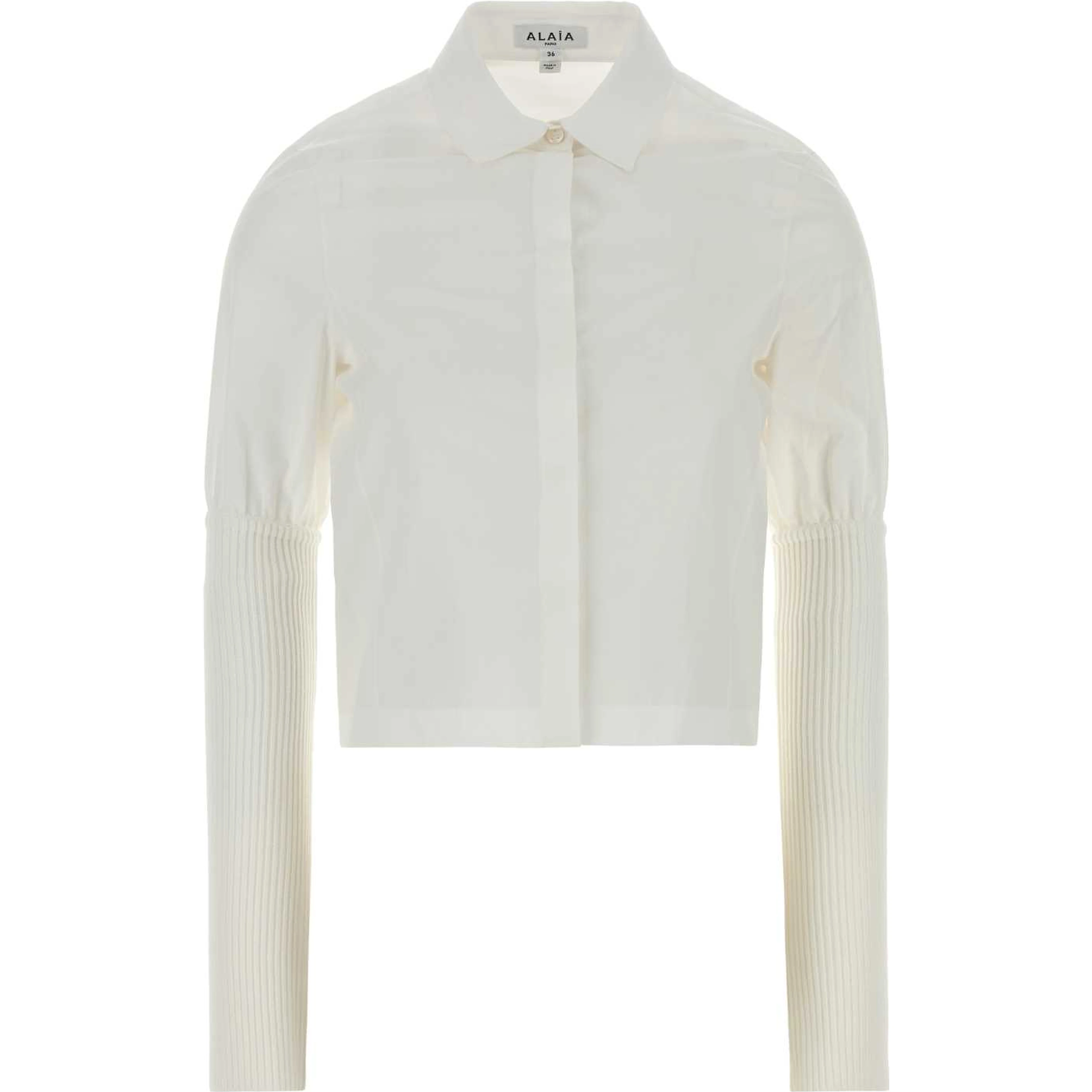 RIB SLEEVE SHIRT COTTON POPLI