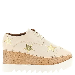 White Polyester Wedge Sandals