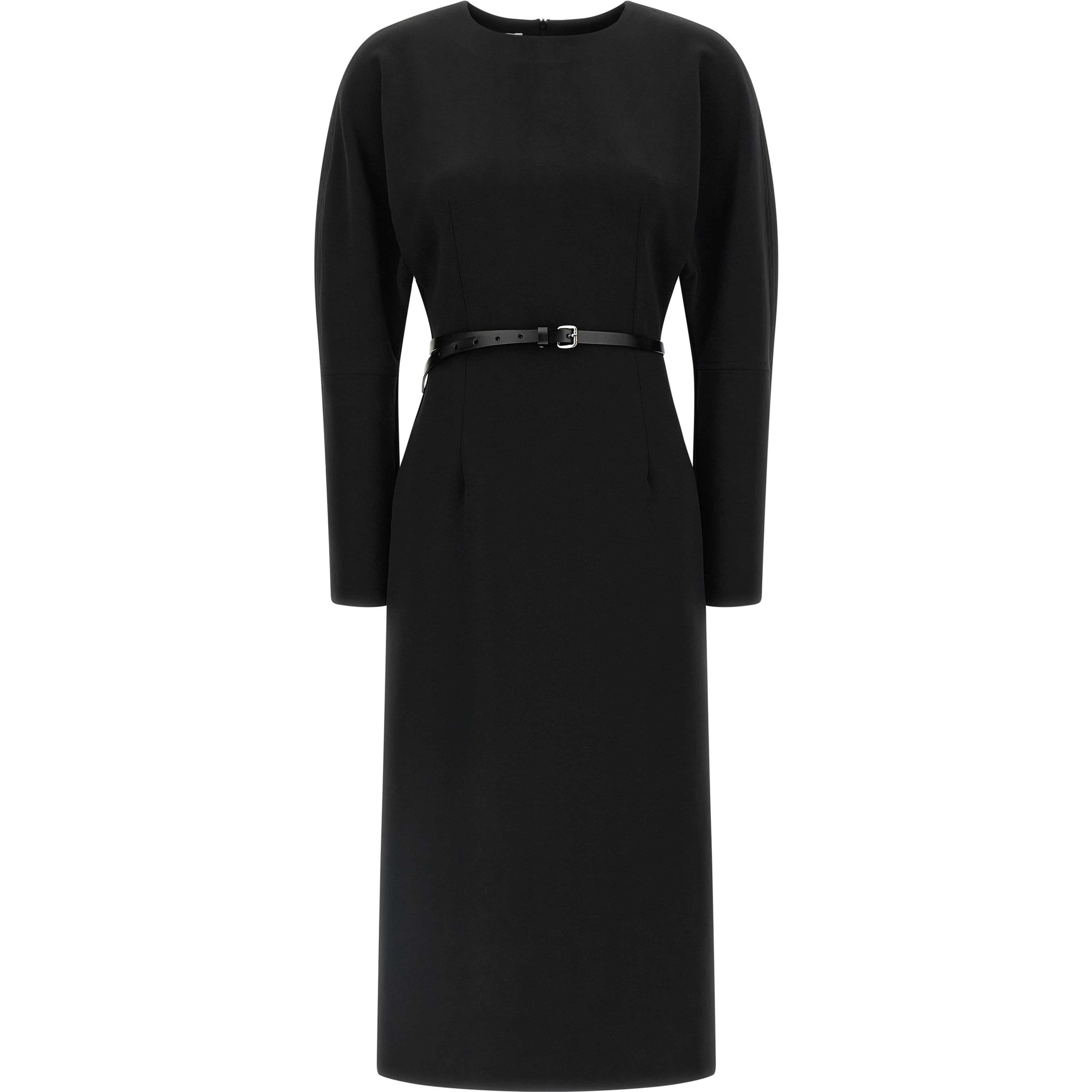 Black Polyester Midi Dress