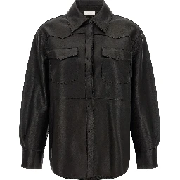 Black Lamb Leather Blouse