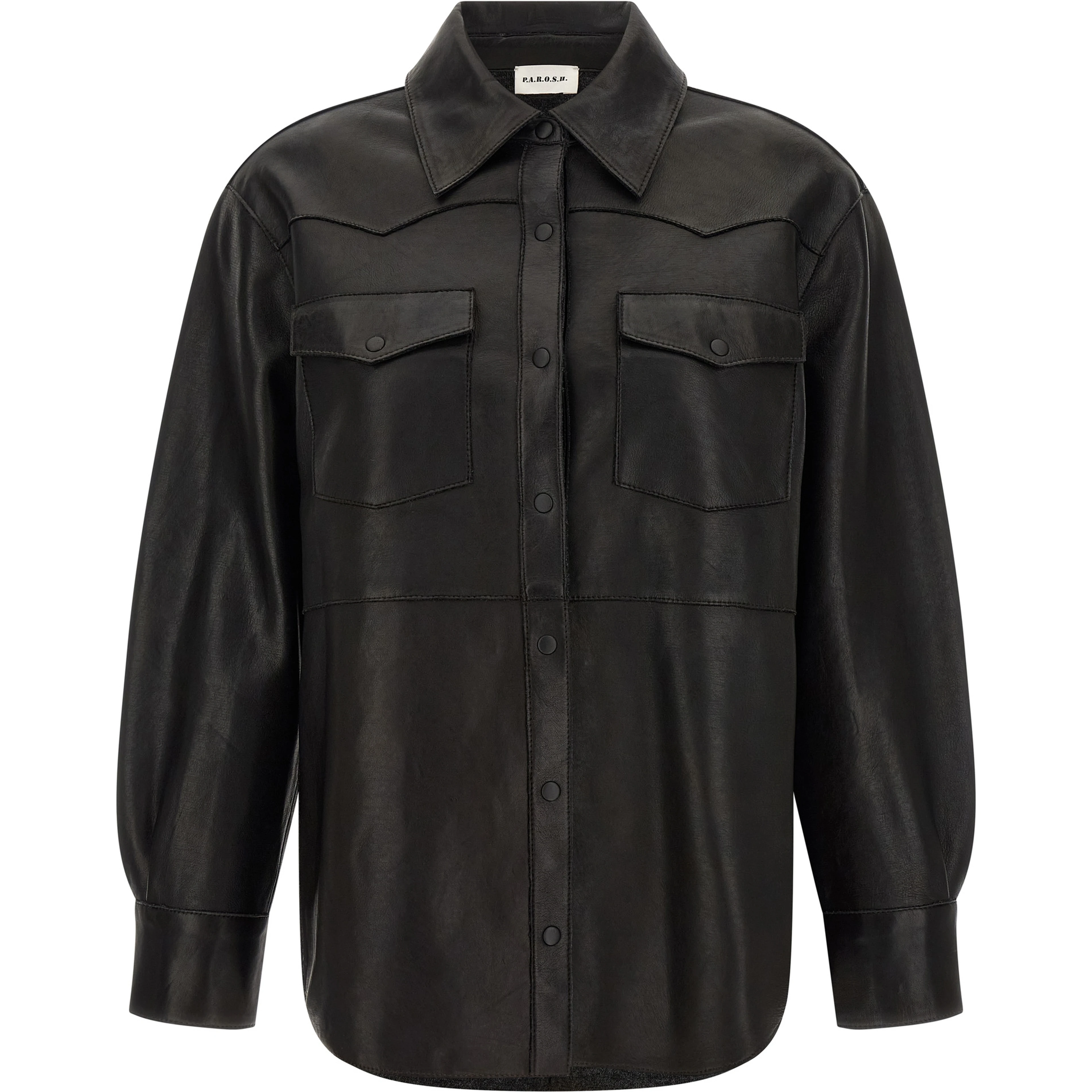 Black Lamb Leather Blouse