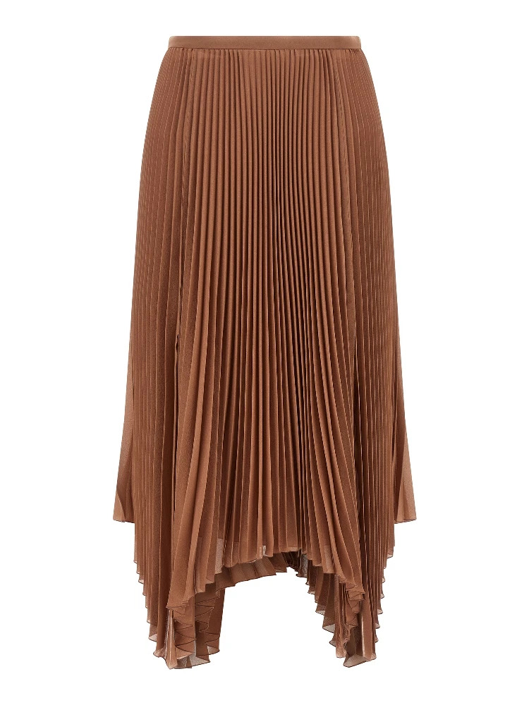Brown Silk Midi Skirt