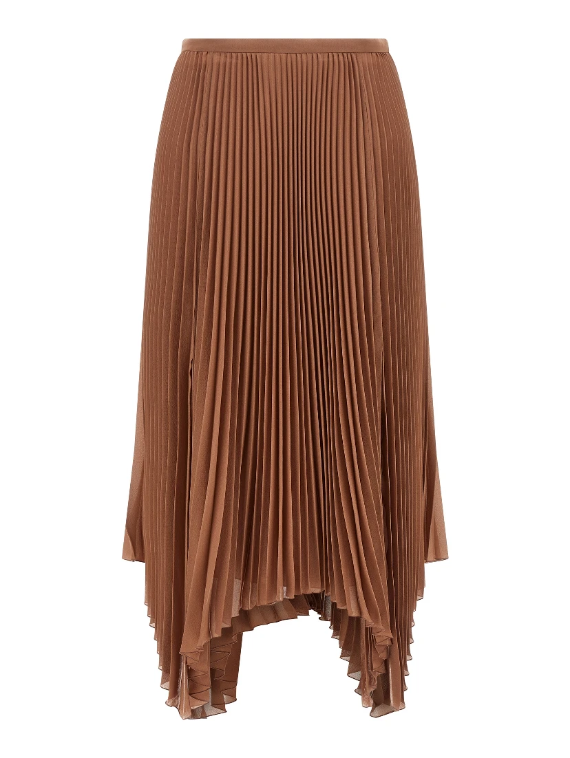 Brown Silk Midi Skirt