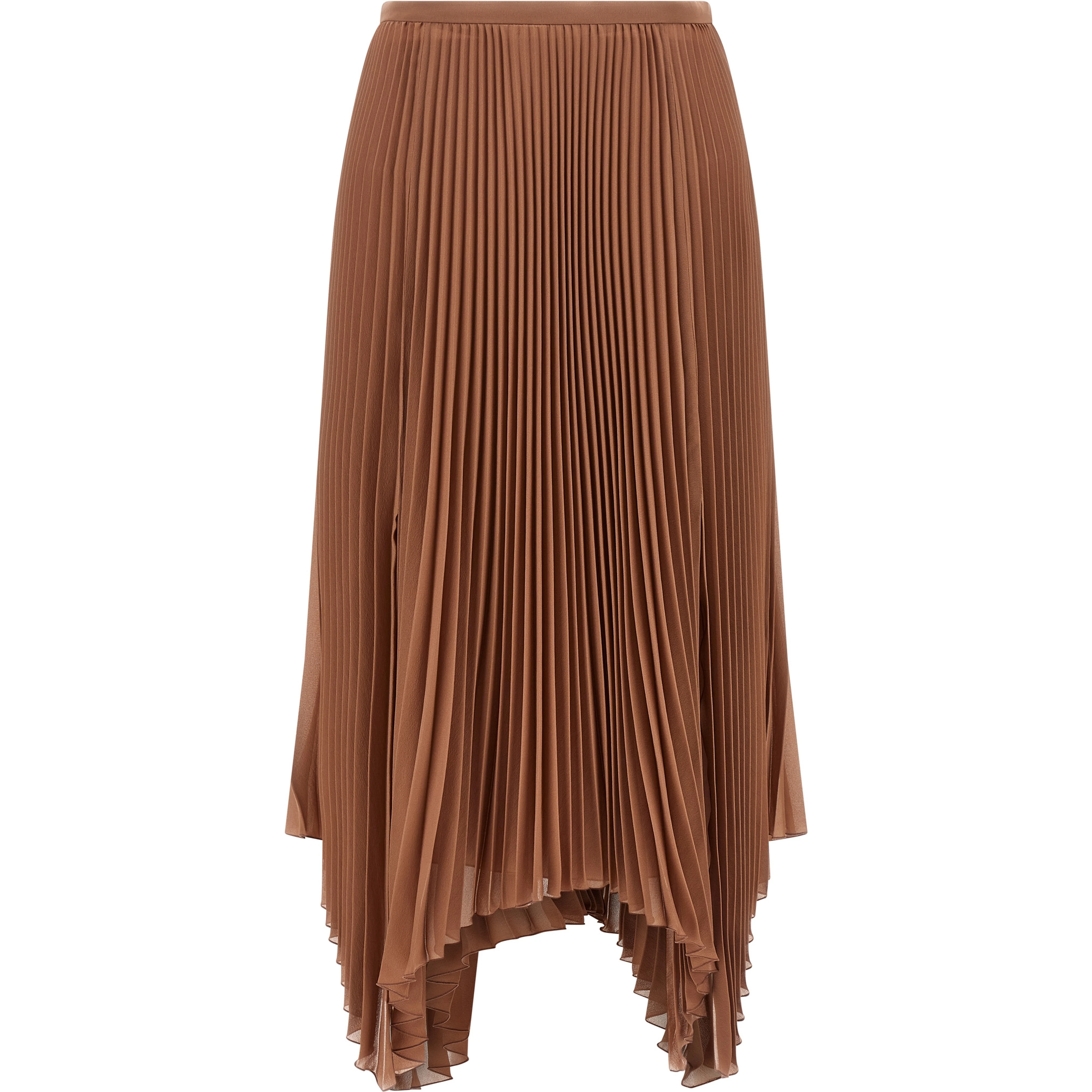 Brown Silk Midi Skirt