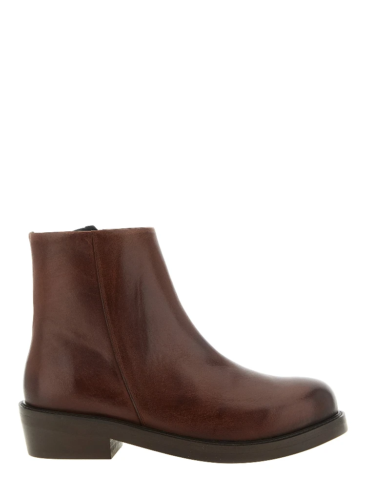 Brown Calfskin Ankle Boots
