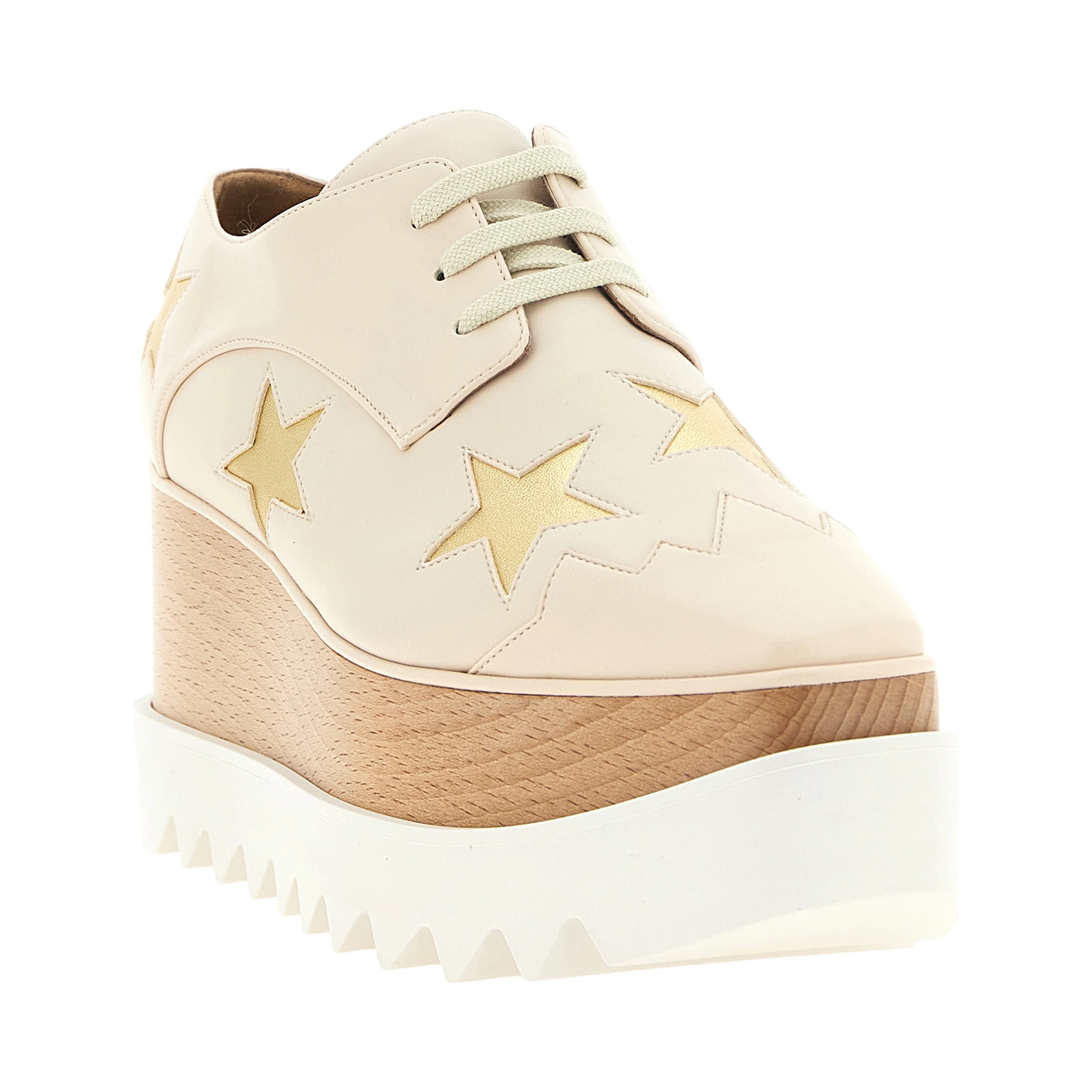 White Polyester Wedge Sandals
